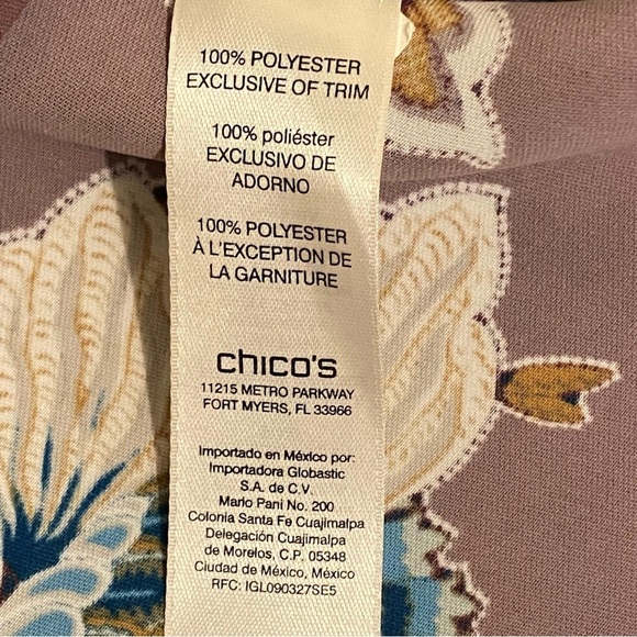 Chicos Shirt Womens Size 1 (S) Ruffle Front Button Up Blouse Rose Floral Top - Picture 7 of 11